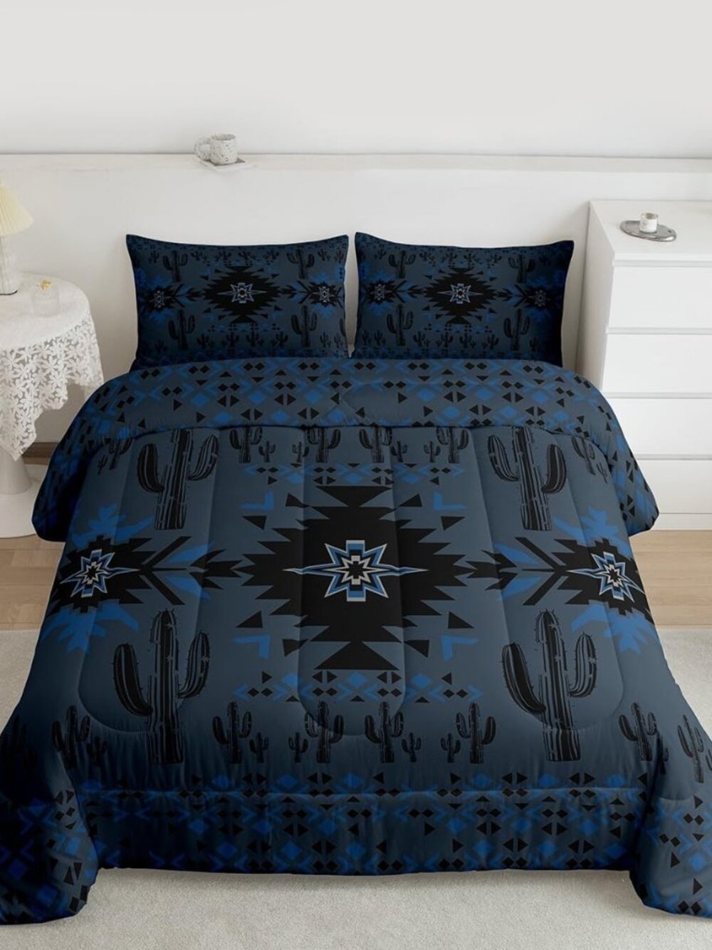 Khaki Southwestern Aztec Comforter Set Geometric Vintage Bedding